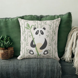 Cute Panda Nursery Throw Pillow
