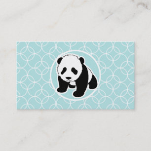 Cute Panda on Baby Blue Circles Business Card