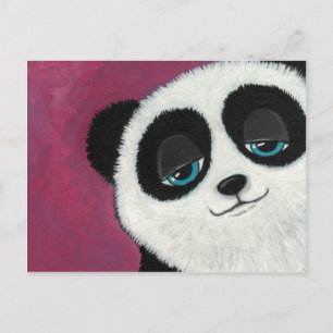 Cute Panda On Pink Postcard