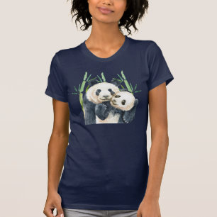 Cute Panda Pair in Bamboo Watercolor T-Shirt