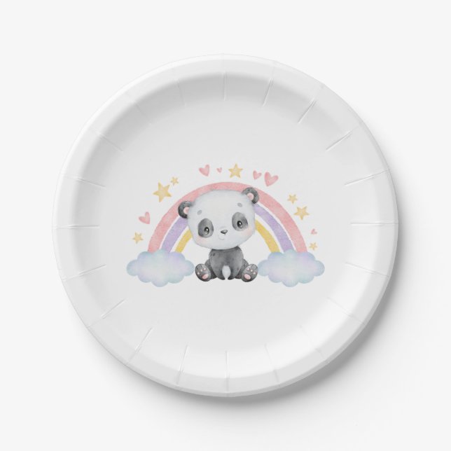Cute Panda Paper Birthday Plates (Front)