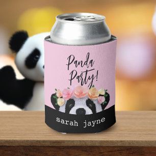Cute Panda Party Personalised Pink Can Cooler
