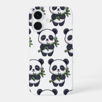 Cute Panda Pattern iPhone Case – Black & White