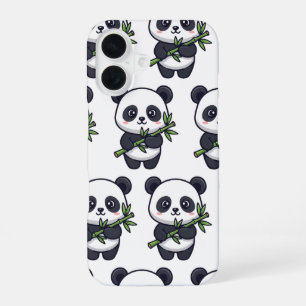 Cute Panda Pattern iPhone Case – Black & White
