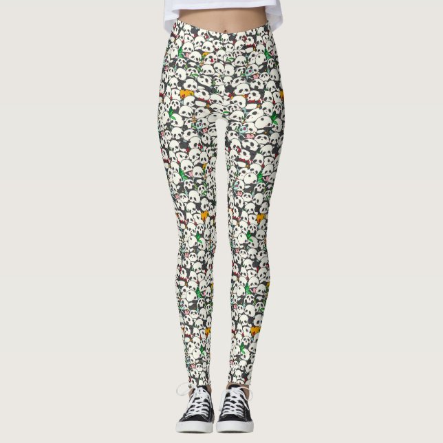 Cute Panda Pattern Leggings (Front)