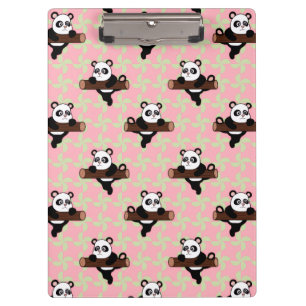 Cute Panda Pattern on Pink – Kawaii Seamless  Clipboard