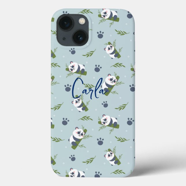 Cute Panda Pattern Personalised Name Case-Mate iPhone Case (Back)