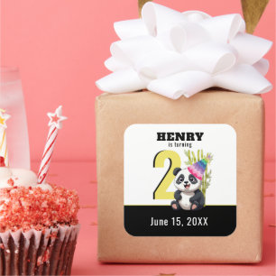 Cute Panda - Personalised Birthday  Square Sticker