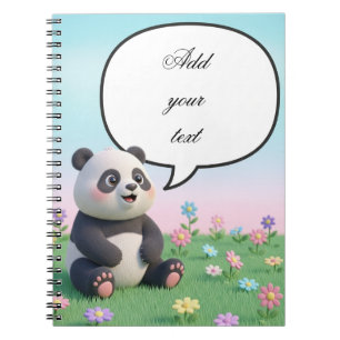 Cute Panda Personalised Notebook for Kids – School