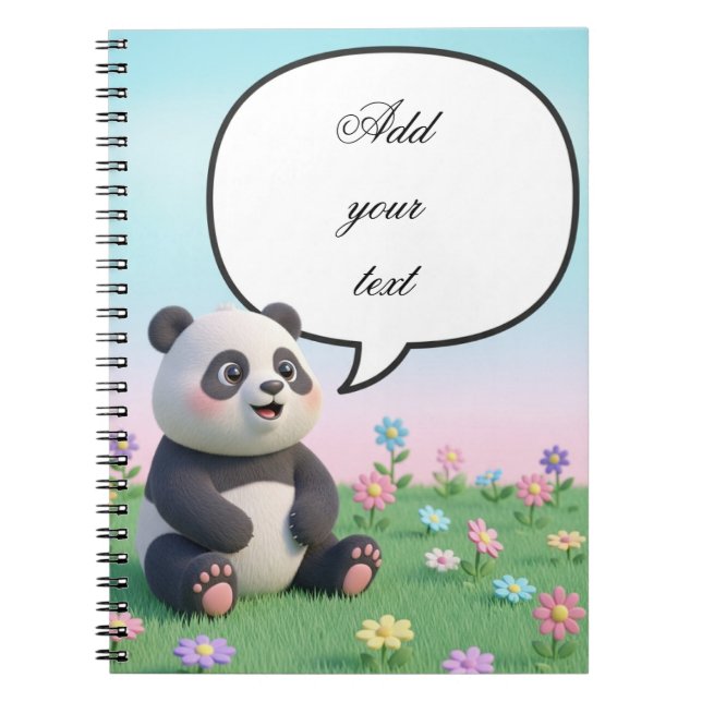 Cute Panda Personalised Notebook for Kids – School (Front)