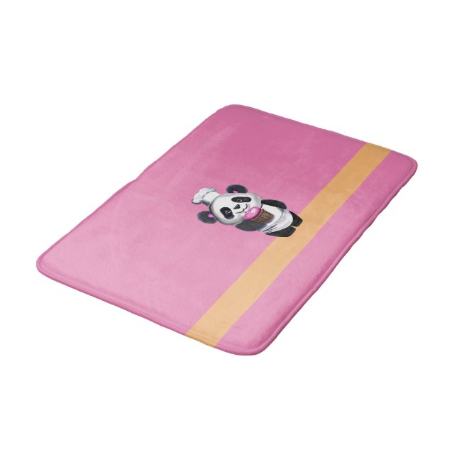 Cute Panda Pink Bath Mat (Angled)