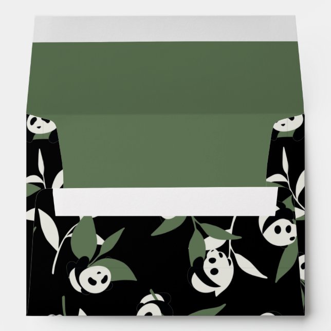 Cute Panda Playing Bamboo Garden Envelope (Back (Bottom))