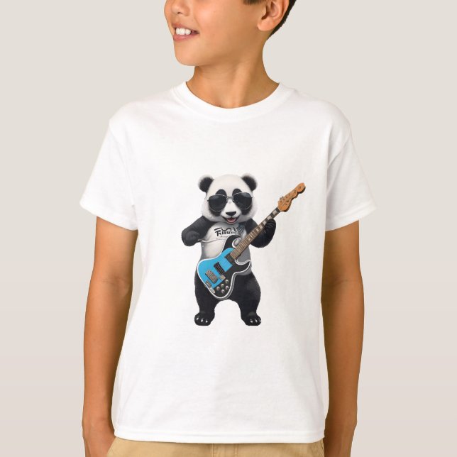 Cute Panda Playing Guitar, Music Panda Lovers T-Shirt (Front)