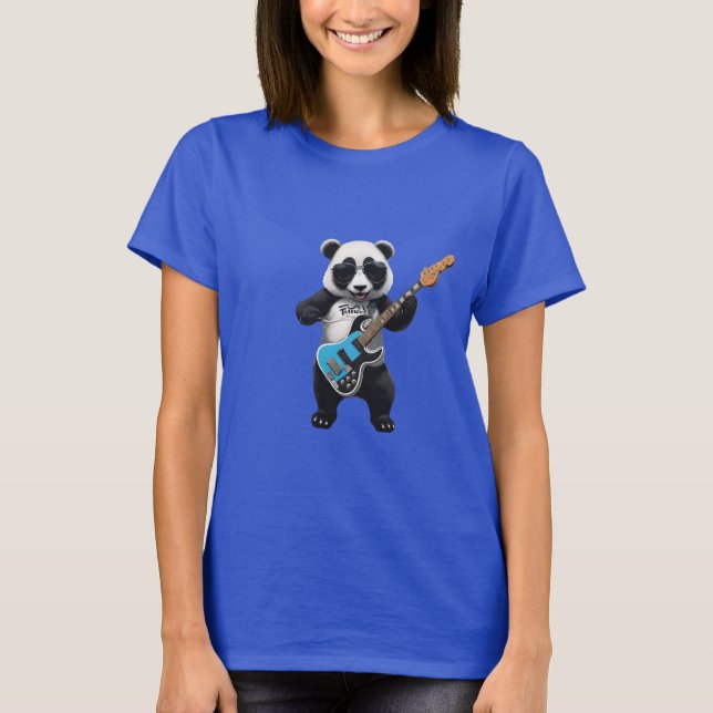 Cute Panda Playing Guitar, Music Panda Lovers T-Shirt (Front)