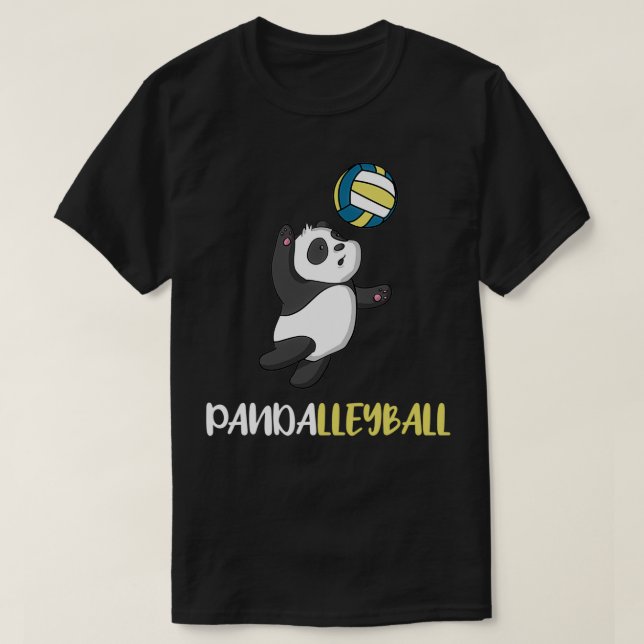 Cute Panda Playing Volleyball Girls Boys ns Gift T-Shirt (Design Front)