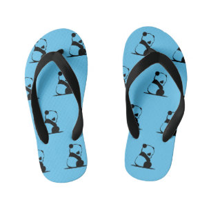 Cute panda printed blue  kid's jandals