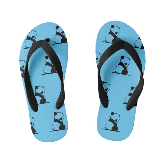 Cute panda printed blue  kid's jandals (Footbed)