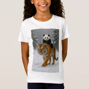 Cute Panda Riding a Tiger Kids T-Shirt