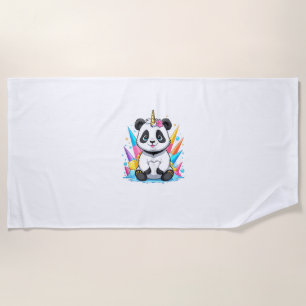 Cute Panda Riding Unicorn Girls Women Rainbow Tank Beach Towel