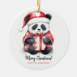 Cute Panda Santa Merry Christmas Ceramic Tree Decoration