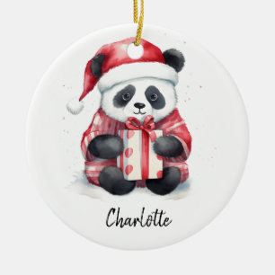 Cute Panda Santa Merry Christmas Ceramic Tree Decoration