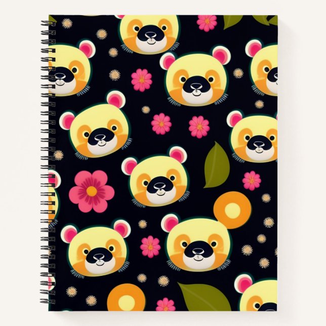 Cute Panda Seamless Pattern Notebook – 8.5"x11"  (Front)