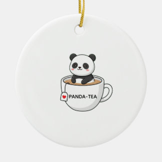 Cute Panda Sitting In A Tea Cup Ceramic Tree Decoration