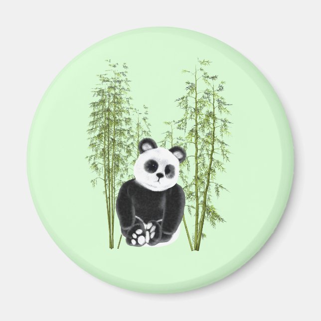 Cute Panda Sitting in Bamboo Magnet (Front)