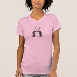 Cute panda sketch with pink background T-Shirt