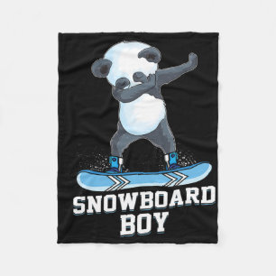 Cute Panda Snowboarding Skiing Dabbing Panda Snowb Fleece Blanket