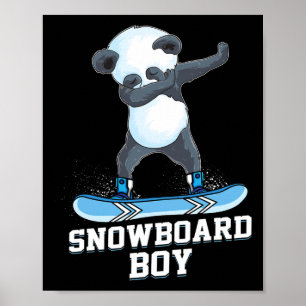 Cute Panda Snowboarding Skiing Dabbing Panda Snowb Poster
