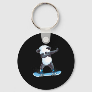 Cute Panda Snowboarding Skiing Gifts Dabbing Panda Key Ring