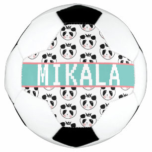 Cute Panda Soccer Fan Custom Name Ball