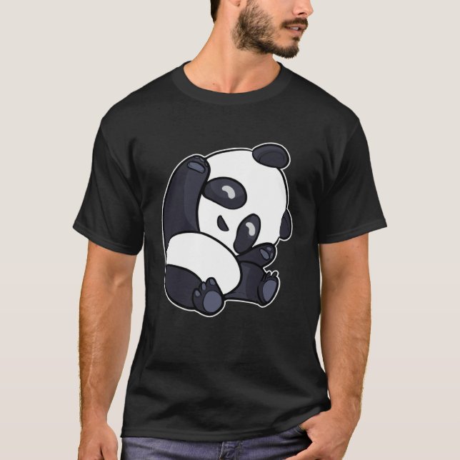 Cute Panda Stretches Sleepy Panda for Children T-Shirt (Front)