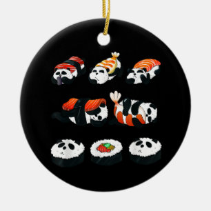 Cute Panda Sushi Hug Maki Lover Funny Kawaii Food Ceramic Tree Decoration