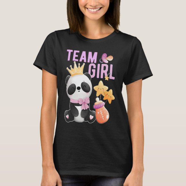 Cute Panda Team Girl  Gender Reveal Baby Shower Pa T-Shirt (Front)
