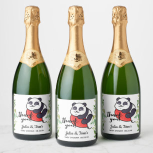 Cute Panda Thank You Baby Shower Sparkling Wine La Label