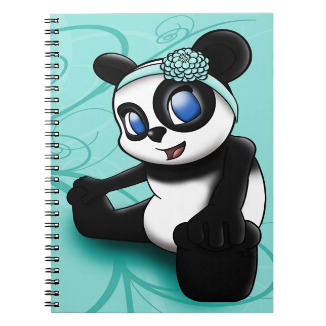 Cute Panda Turquoise Notebook (Front)