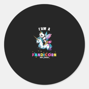 Cute Panda Unicorn I'am A Pandicorn Magic Girl Wom Classic Round Sticker