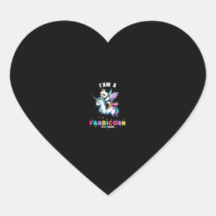 Cute Panda Unicorn I'am A Pandicorn Magic Girl Wom Heart Sticker