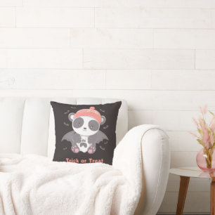 Cute Panda Vampire Black Halloween Cushion