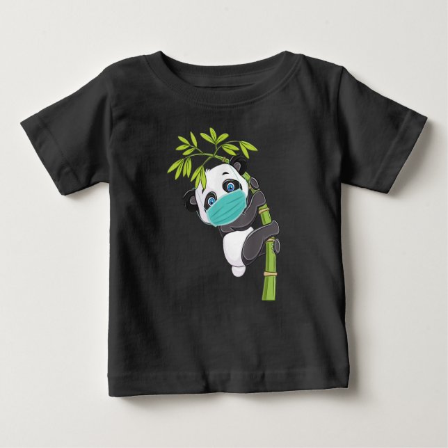 Cute Panda Wear Face Mask Funny Panda Gift Baby T-Shirt (Front)
