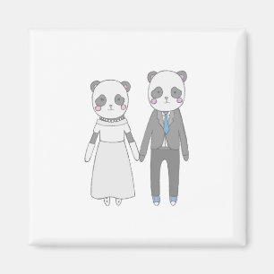 Cute Panda Wedding Couple – Kawaii Bride & Groom Magnet