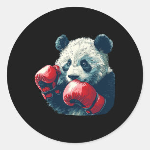 Cute Panda With Boxing Gloves Costume Classic Round Sticker