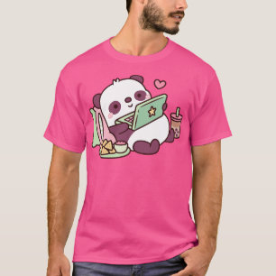 Cute Panda  with  Chips and Bubble Tea T-Shirt