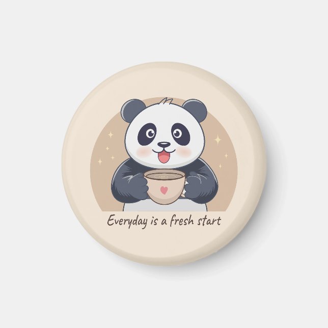 Cute Panda with Coffee Magnet (Front)