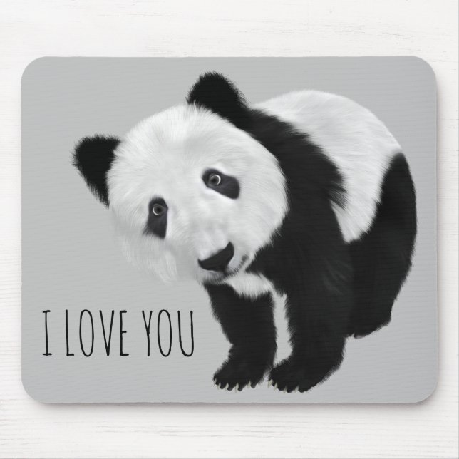 CUTE Panda with Customisable Text Mouse Pad (Front)