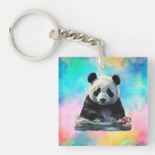 Cute Panda with his Toys Key Ring
