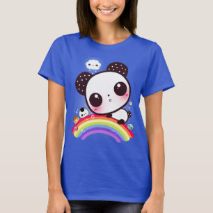Cute panda with kawaii food on rainbow T-Shirt