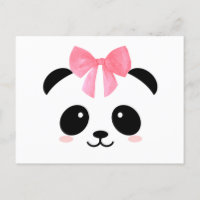 Cute panda with pink ribbon